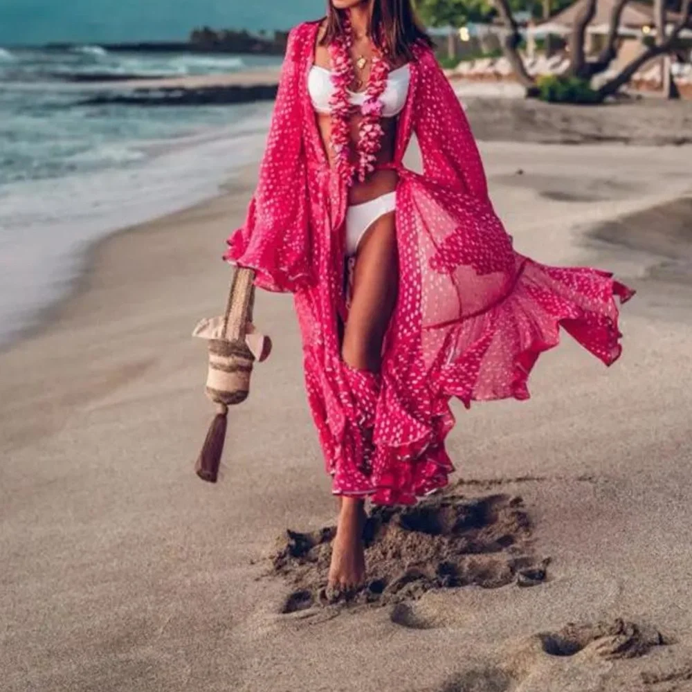 Beach Cover-ups|Beach Women Sexy Elegant Long Sleeve| Summer2025|One Size - Picture 2 of 6